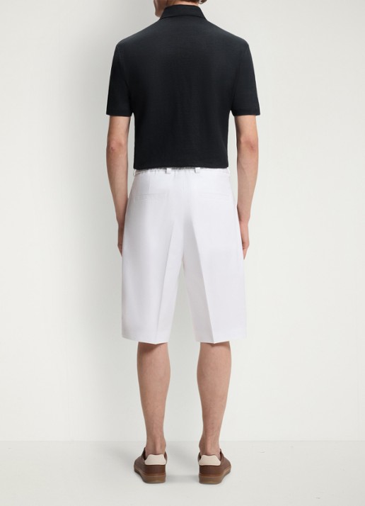 BOSS Polo van linnen  - achterkant 3 dark blue-409 / blauw