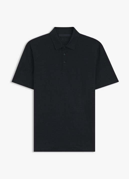 BOSS Polo van linnen  - voorkant dark blue-409 / blauw