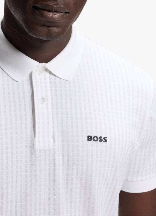 BOSS Polo van piqué katoen met logo - detail 2 wit