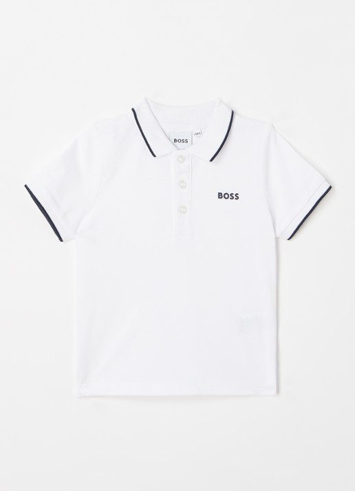 BOSS Polo van piqué katoen met logoborduring
