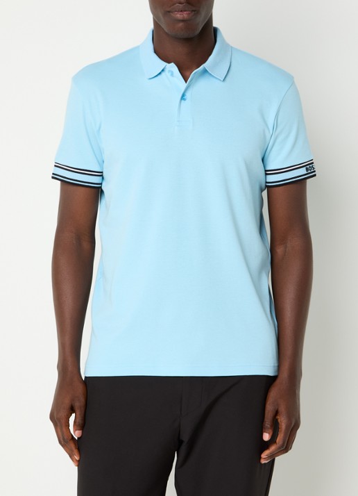 BOSS Polo Zone regular fit polo met logo - detail 4 lichtblauw