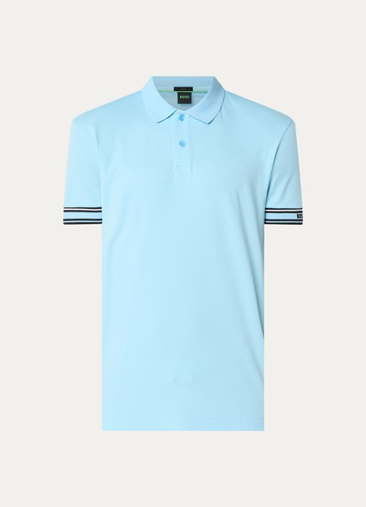 BOSS Polo Zone regular fit polo met logo - voorkant lichtblauw
