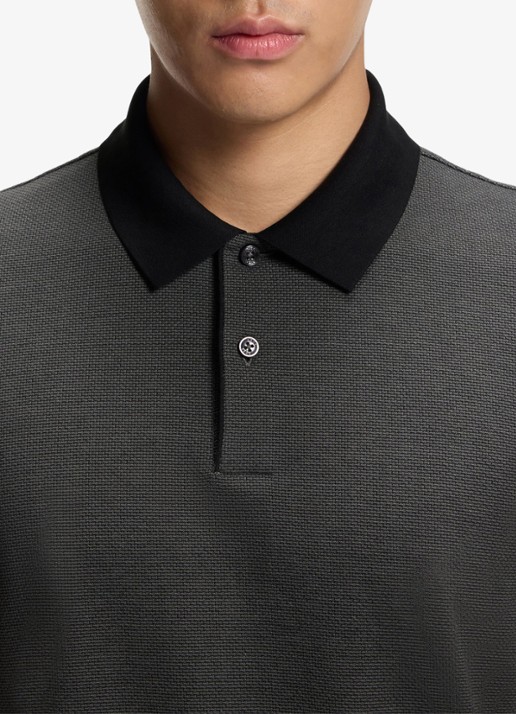 BOSS Poloshirt van katoen met bobbelstructuur - detail 5 zwart