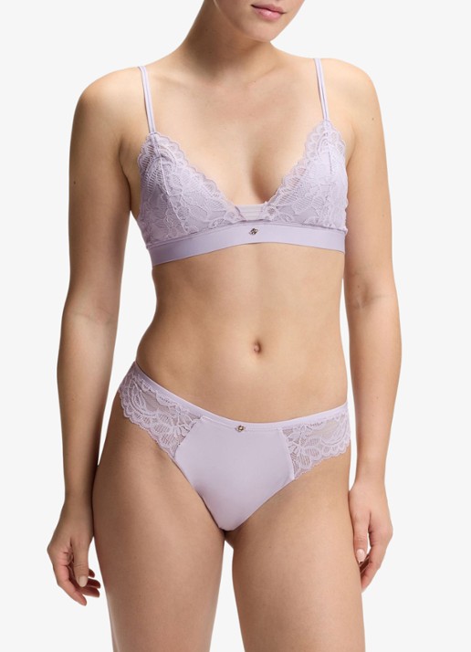 BOSS Premium kanten bralette met mesh plooitjes - voorkant 2 open purple-553 / paars