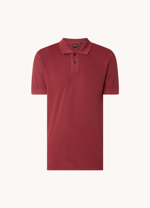 BOSS Prime regular fit polo van piqué katoen met logo - voorkant open red-647 / rood