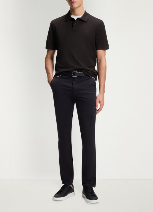BOSS Prime regular fit polo van piqué katoen met logo - voorkant 2 black-001 / zwart