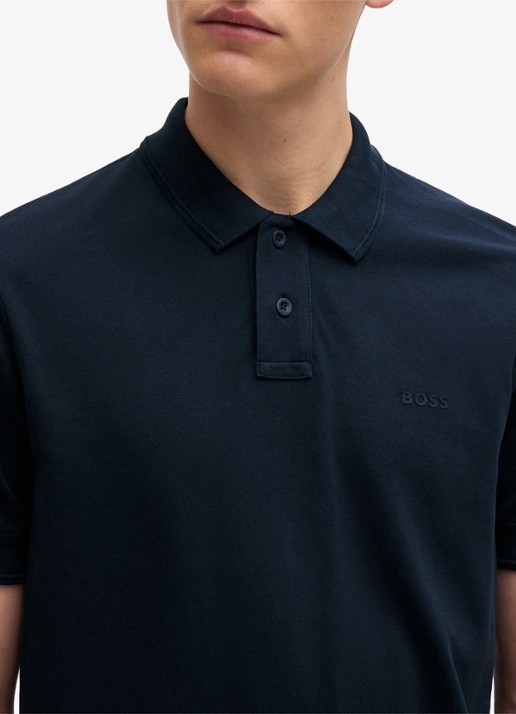 BOSS Prime regular fit polo van piqué katoen met logo - detail 5 dark blue-404 / blauw