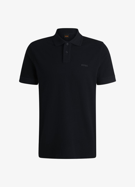 BOSS Prime regular fit polo van piqué katoen met logo - voorkant dark blue-404 / blauw