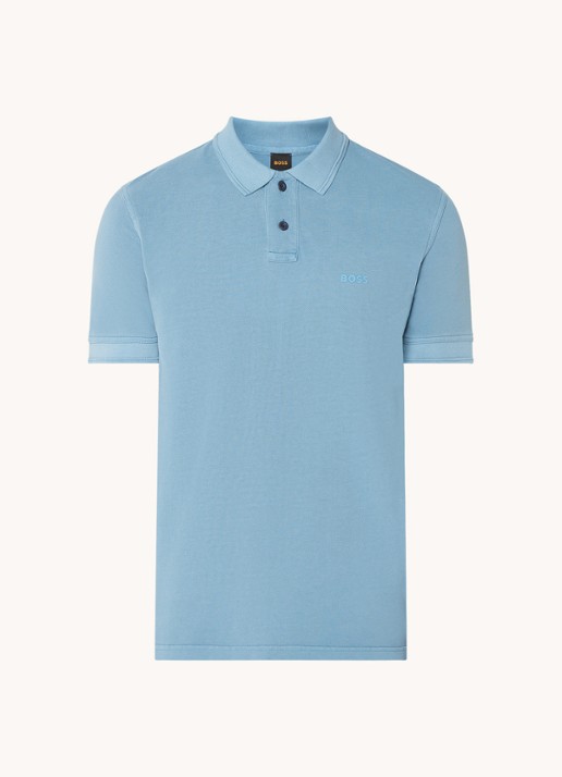 BOSS Prime regular fit polo van piqué katoen met logo - voorkant 2 open blue-486 / blauw
