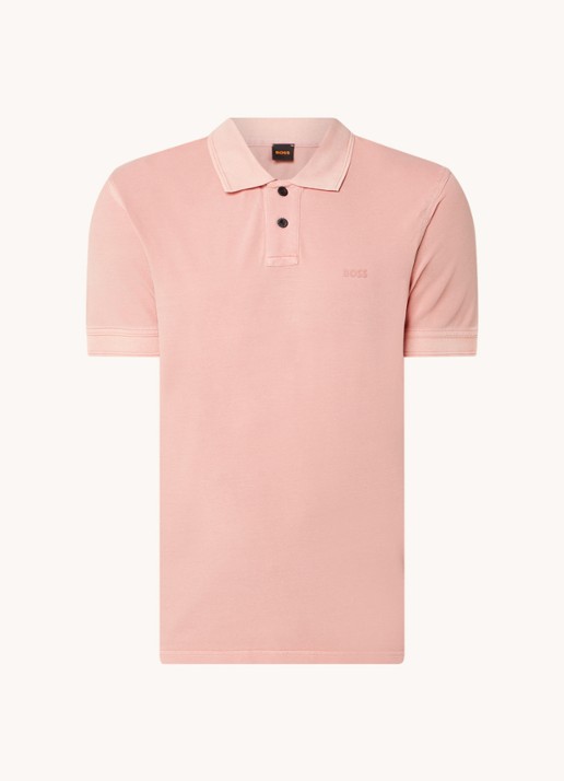 BOSS Prime regular fit polo van piqué katoen met logo - voorkant zalmroze