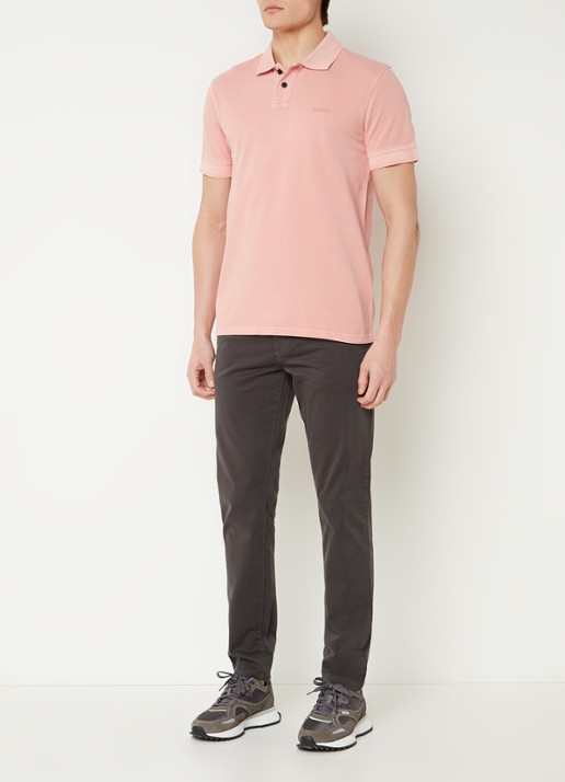 BOSS Prime regular fit polo van piqué katoen met logo - voorkant 2 zalmroze