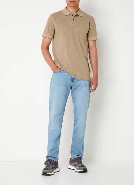BOSS Prime regular fit polo van piqué katoen met logo - voorkant 3 open brown-246 / bruin