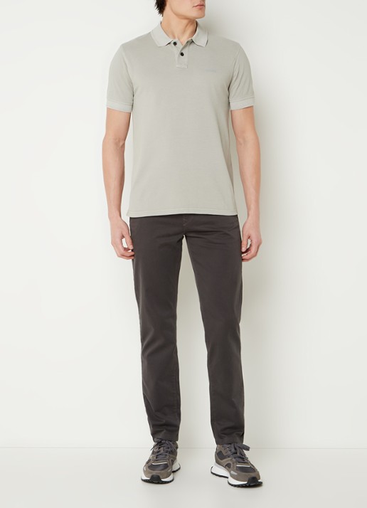 BOSS Prime regular fit polo van piqué katoen met logo - voorkant 2 light/pastel grey-051 / grijs