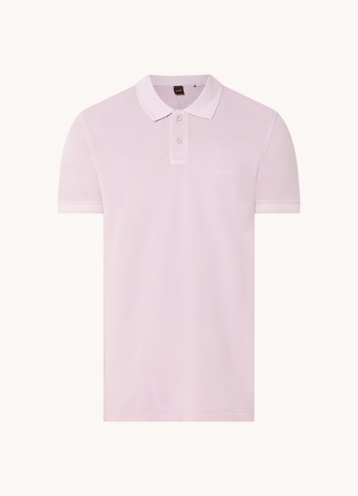 BOSS Prime regular fit polo van piqué katoen met logo - voorkant open purple-548 / paars