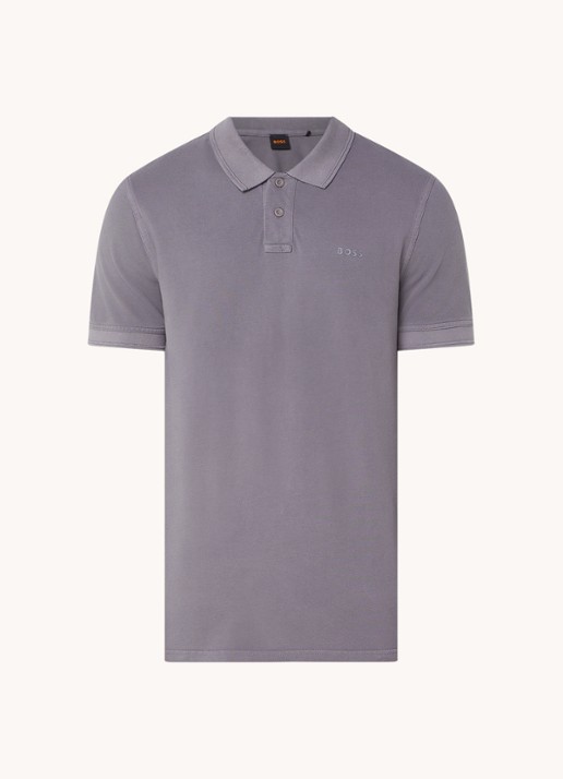 BOSS Prime regular fit polo van piqué katoen met logo - voorkant 2 dark grey-029 / grijs