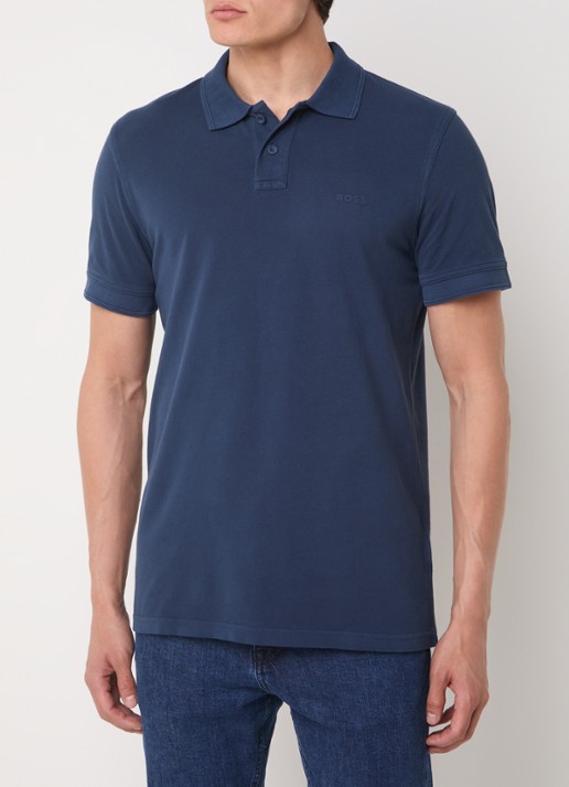 BOSS Prime regular fit polo van piqué katoen met logo - detail 3 open blue-464 / blauw