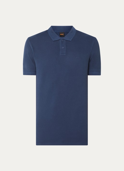 BOSS Prime regular fit polo van piqué katoen met logo - voorkant open blue-464 / blauw