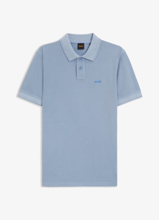 BOSS Prime regular fit polo van piqué katoen met logo - voorkant 2 open blue-470 / blauw
