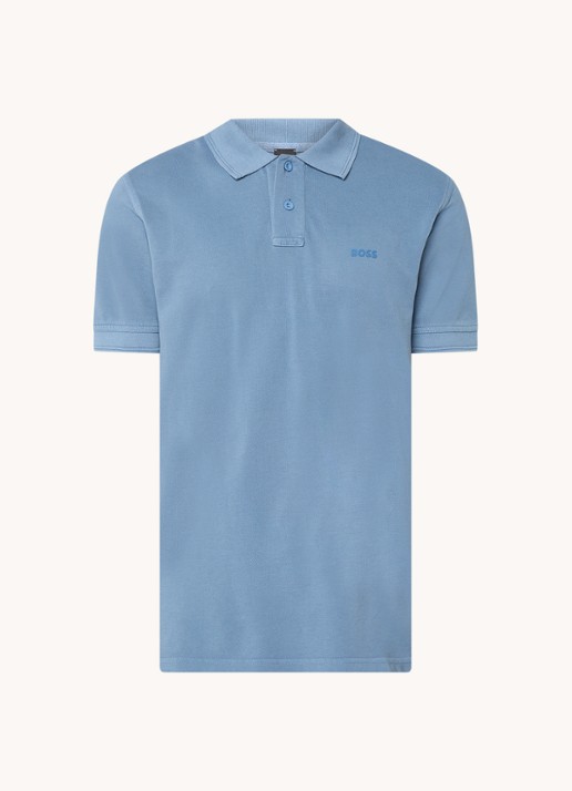 BOSS Prime regular fit polo van piqué katoen met logo - voorkant 2 open blue-472 / blauw