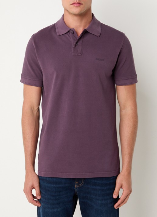 BOSS Prime regular fit polo van piqué katoen met logo - detail 4 open purple-543 / paars