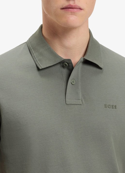 BOSS Prime regular fit polo van piqué katoen met logo - detail 3 open grey-076 / grijs