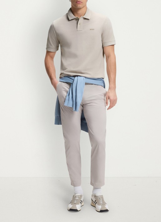 BOSS Prime regular fit polo van piqué katoen met logo - voorkant 4 open grey-070 / grijs