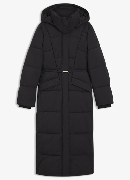 BOSS Puffer jas met ceintuur - voorkant 6 zwart