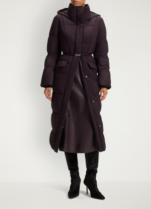 BOSS Puffer jas met ceintuur - voorkant 2 paars