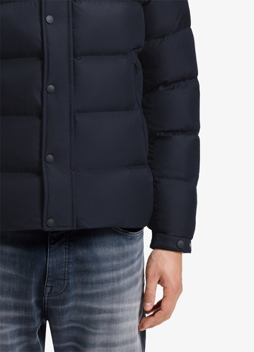 BOSS Pufferjack met capuchon en waterafstotende coating - detail 3 donkerblauw