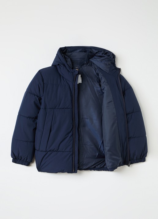 BOSS pufferjack met logo - voorkant 2 donkerblauw