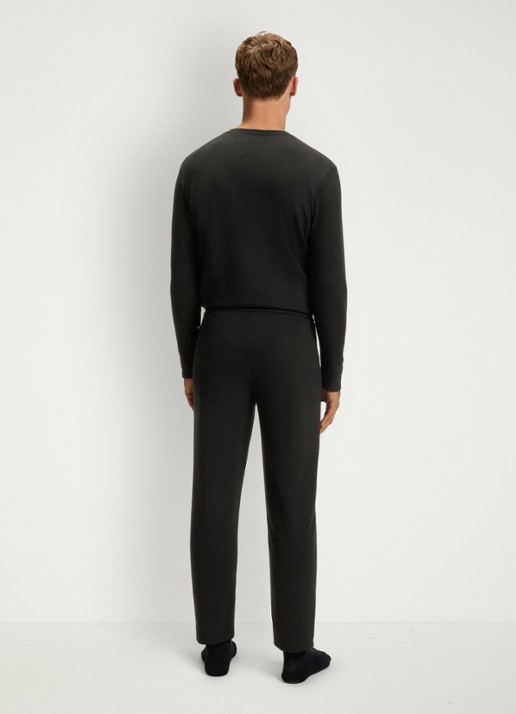 BOSS Pyjamabroek met structuur en logo - achterkant 3 zwart