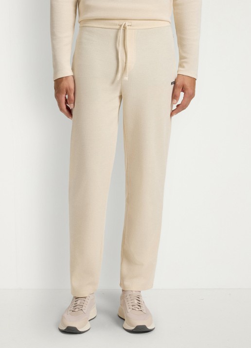 BOSS Pyjamabroek met structuur en logo - detail 3 creme