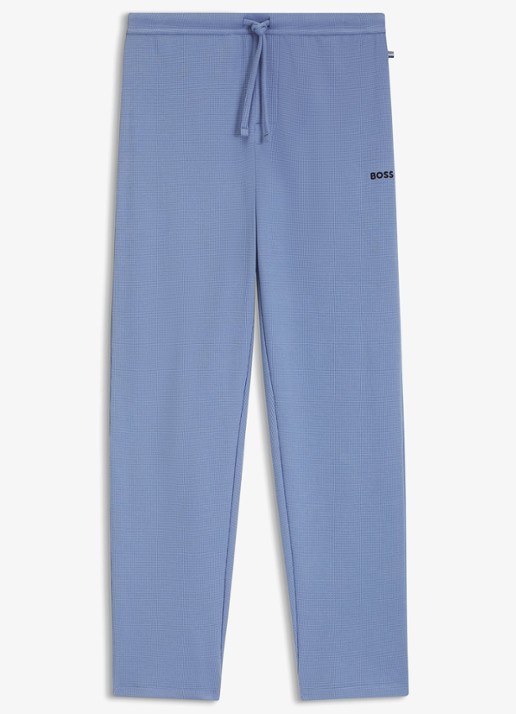 BOSS Pyjamabroek met structuur en logo - voorkant blauwgrijs