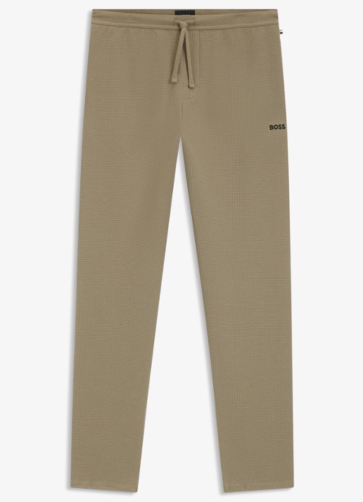 BOSS Pyjamabroek met structuur en logo - voorkant 3 bruin