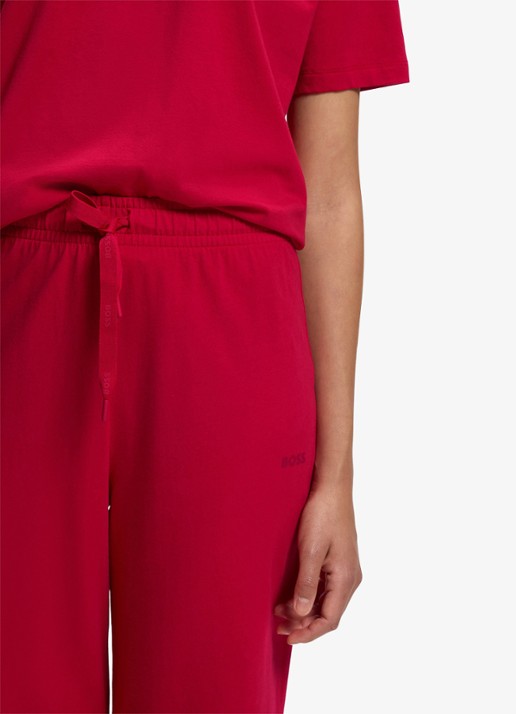 BOSS Pyjamabroek van  katoen met logo - detail 5 rood