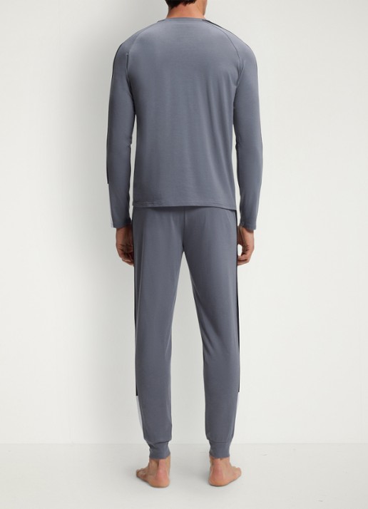BOSS Pyjamaset met logo - achterkant grijs