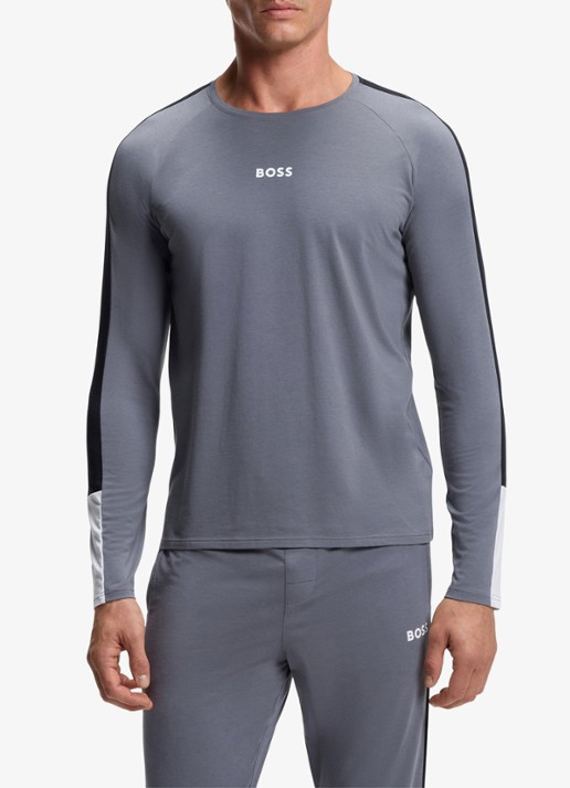 BOSS Pyjamaset met logo - voorkant 5 grijs