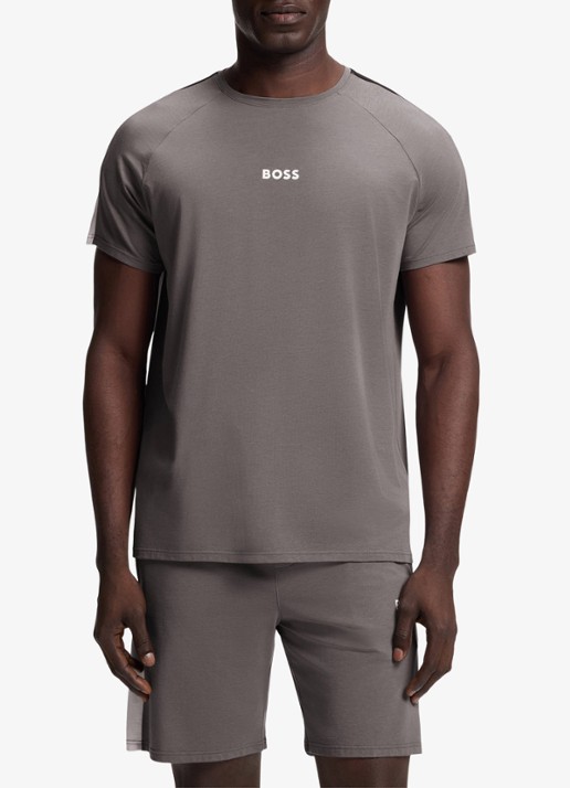 BOSS Pyjamaset met logo - voorkant 2 donkergrijs