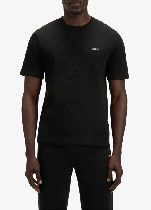 BOSS Pyjamashirt van een katoenmix met logostiksel