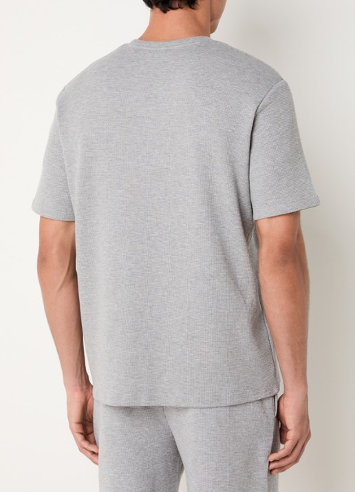 BOSS Pyjamashirt van een katoenmix met logostiksel - achterkant 2 medium grey-033 / grijs