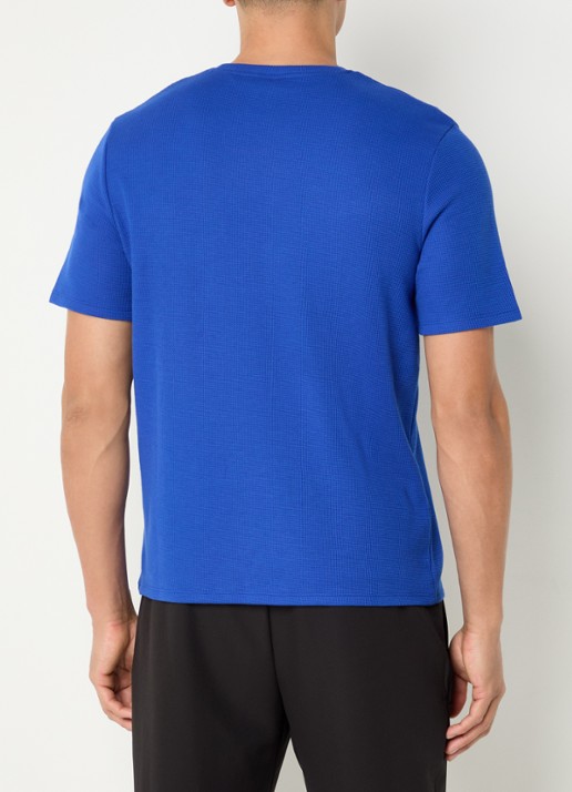 BOSS Pyjamashirt van een katoenmix met logostiksel - achterkant 4 bright blue-430 / blauw