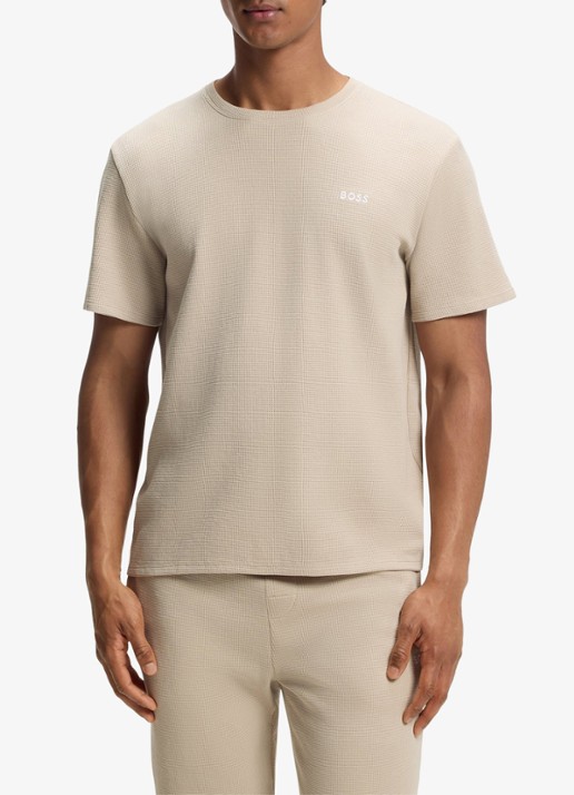 BOSS Pyjamashirt van een katoenmix met logostiksel