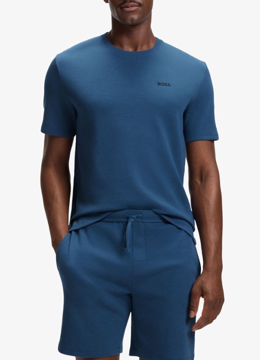 BOSS Pyjamashirt van een katoenmix met logostiksel