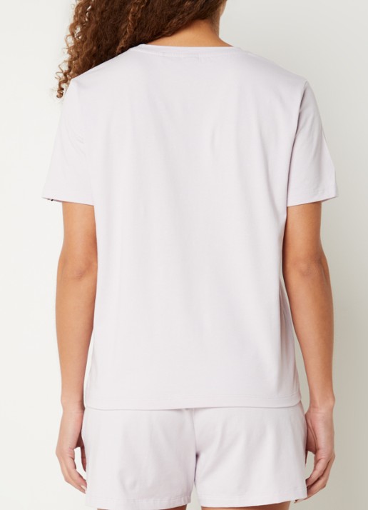 BOSS Pyjamashirt van stretchkatoen met logoprint - achterkant 4 light/pastel purple-530 / paars
