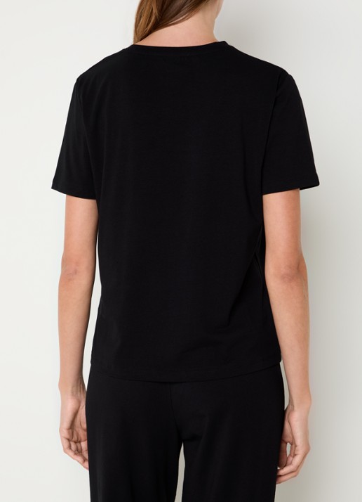 BOSS Pyjamashirt van stretchkatoen met logoprint - achterkant 4 black-001 / zwart