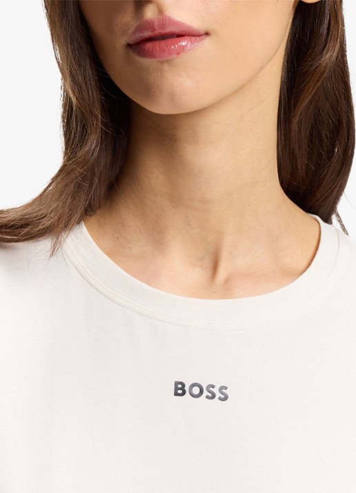 BOSS Pyjamashirt van stretchkatoen met logoprint - detail 8 open white-119 / wit
