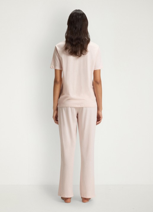 BOSS Pyjamashirt van stretchkatoen met logoprint - achterkant 3 light/pastel pink-680 / roze