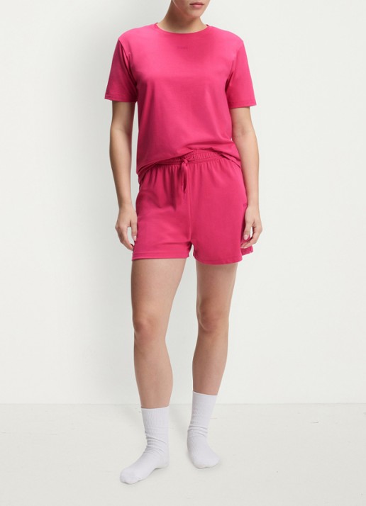 BOSS Pyjamashirt van stretchkatoen met logoprint - voorkant 2 medium pink-661 / roze
