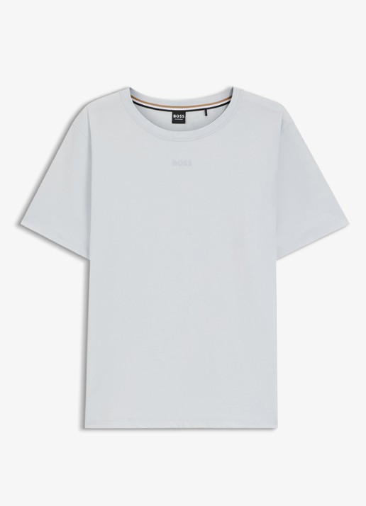 BOSS Pyjamashirt van stretchkatoen met logoprint - voorkant 3 light/pastel purple-531 / paars