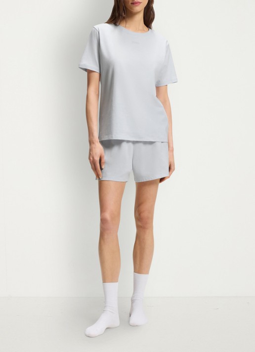 BOSS Pyjamashirt van stretchkatoen met logoprint - voorkant 4 light/pastel purple-531 / paars
